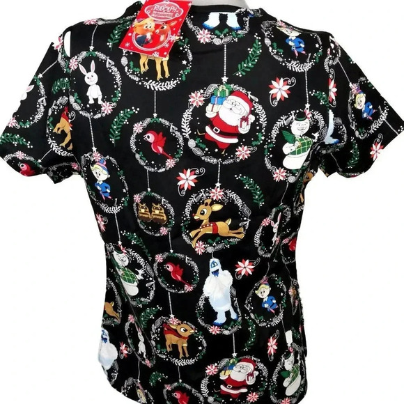 Scrub Top Rudolph Red Nose Reindeer Santa Xmas S M L Warner  Bro NEW - Picture 3 of 4